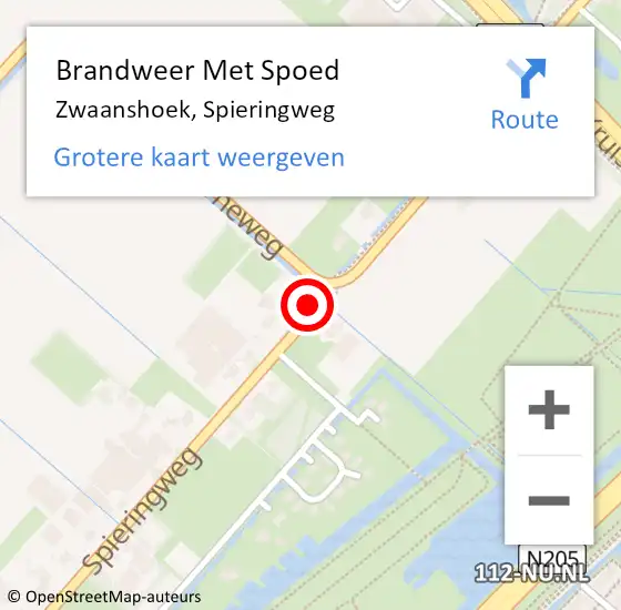 Locatie op kaart van de 112 melding: Brandweer Met Spoed Naar Zwaanshoek, Spieringweg op 21 maart 2024 06:20