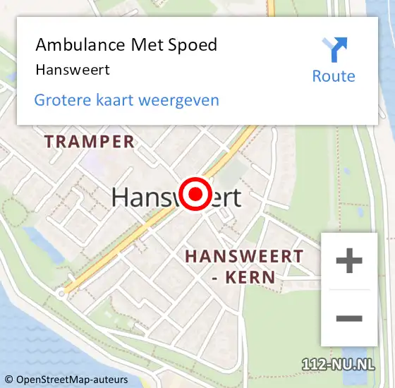 Locatie op kaart van de 112 melding: Ambulance Met Spoed Naar Hansweert op 21 maart 2024 06:57