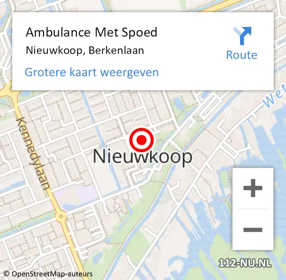 Locatie op kaart van de 112 melding: Ambulance Met Spoed Naar Nieuwkoop, Berkenlaan op 21 maart 2024 07:15