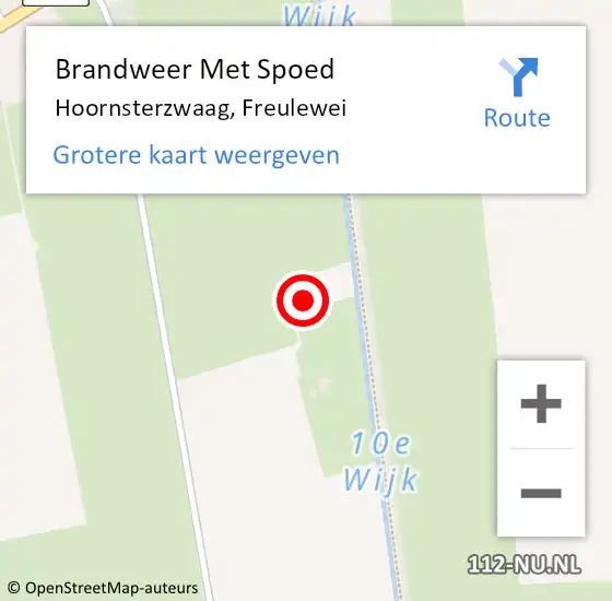 Locatie op kaart van de 112 melding: Brandweer Met Spoed Naar Hoornsterzwaag, Freulewei op 21 maart 2024 07:33