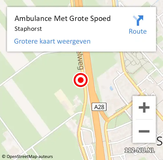 Locatie op kaart van de 112 melding: Ambulance Met Grote Spoed Naar Staphorst op 21 maart 2024 07:53