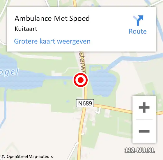 Locatie op kaart van de 112 melding: Ambulance Met Spoed Naar Kuitaart op 21 maart 2024 08:09