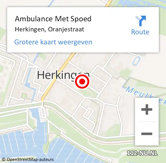 Locatie op kaart van de 112 melding: Ambulance Met Spoed Naar Herkingen, Oranjestraat op 21 maart 2024 08:21