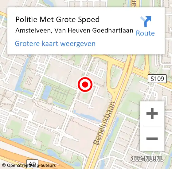 Locatie op kaart van de 112 melding: Politie Met Grote Spoed Naar Amstelveen, Van Heuven Goedhartlaan op 21 maart 2024 08:55