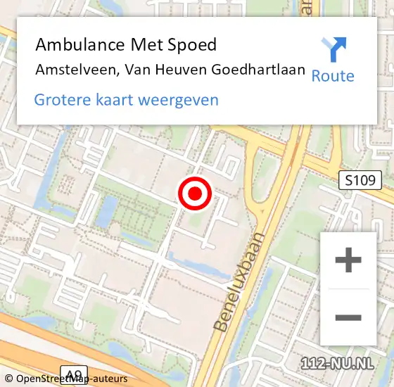 Locatie op kaart van de 112 melding: Ambulance Met Spoed Naar Amstelveen, Van Heuven Goedhartlaan op 21 maart 2024 08:55