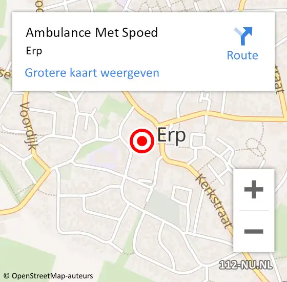 Locatie op kaart van de 112 melding: Ambulance Met Spoed Naar Erp op 21 maart 2024 09:04