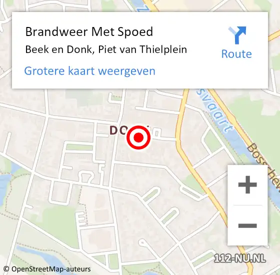 Locatie op kaart van de 112 melding: Brandweer Met Spoed Naar Beek en Donk, Piet van Thielplein op 21 maart 2024 09:10