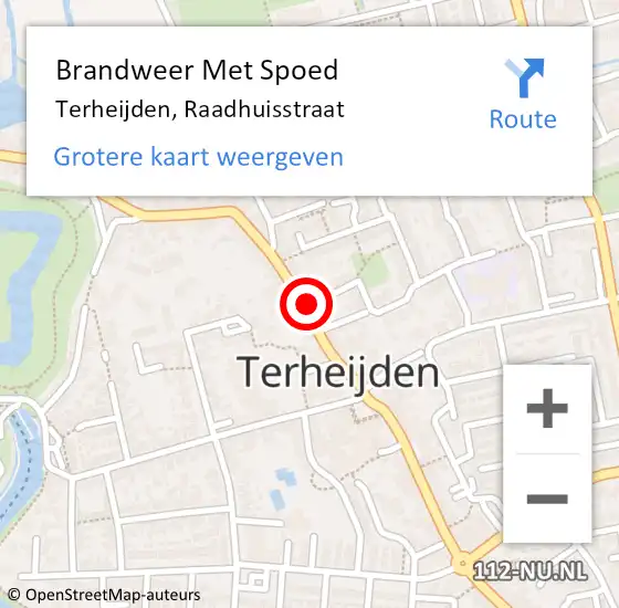 Locatie op kaart van de 112 melding: Brandweer Met Spoed Naar Terheijden, Raadhuisstraat op 21 maart 2024 09:31