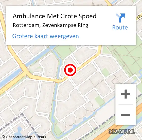 Locatie op kaart van de 112 melding: Ambulance Met Grote Spoed Naar Rotterdam, Zevenkampse Ring op 21 maart 2024 09:48