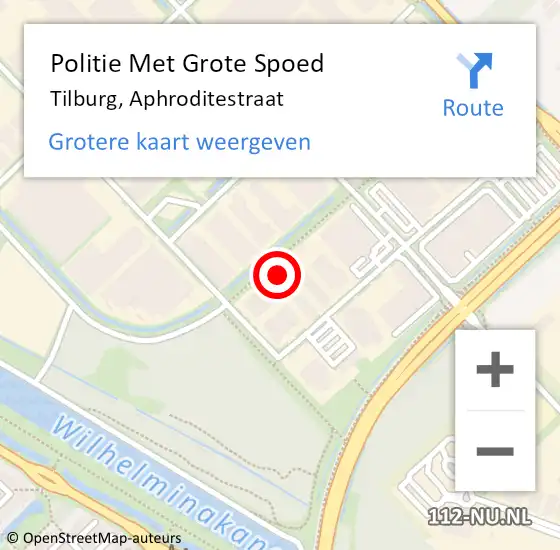 Locatie op kaart van de 112 melding: Politie Met Grote Spoed Naar Tilburg, Aphroditestraat op 21 maart 2024 09:53