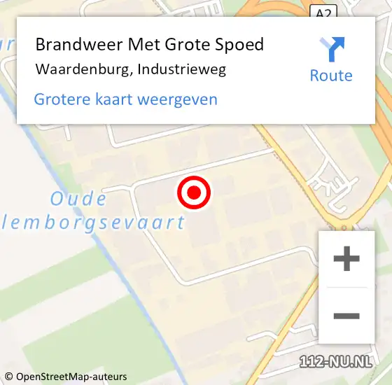 Locatie op kaart van de 112 melding: Brandweer Met Grote Spoed Naar Waardenburg, Industrieweg op 21 maart 2024 09:57