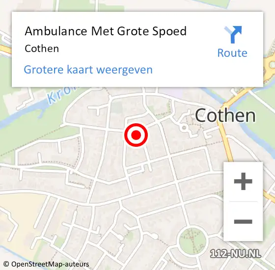 Locatie op kaart van de 112 melding: Ambulance Met Grote Spoed Naar Cothen op 21 maart 2024 10:28
