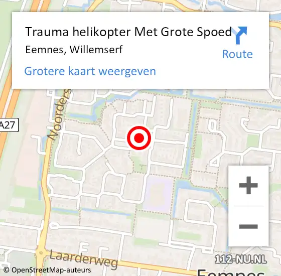 Locatie op kaart van de 112 melding: Trauma helikopter Met Grote Spoed Naar Eemnes, Willemserf op 21 maart 2024 10:32