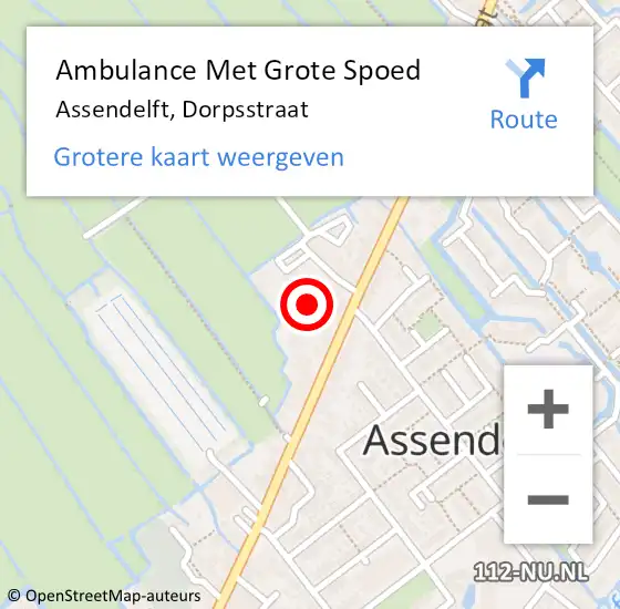 Locatie op kaart van de 112 melding: Ambulance Met Grote Spoed Naar Assendelft, Dorpsstraat op 21 maart 2024 10:34