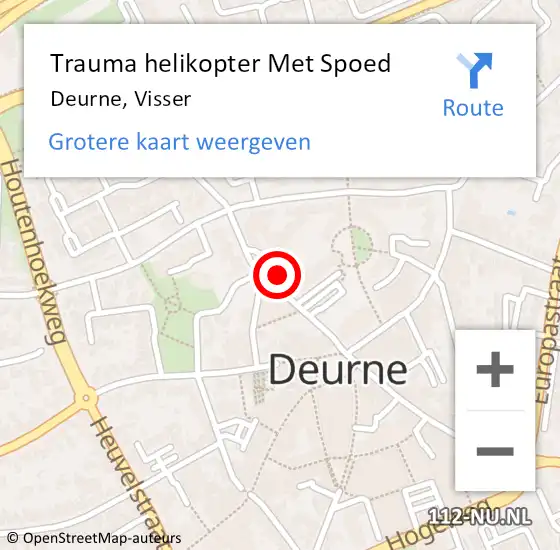 Locatie op kaart van de 112 melding: Trauma helikopter Met Spoed Naar Deurne, Visser op 21 maart 2024 10:47