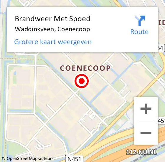 Locatie op kaart van de 112 melding: Brandweer Met Spoed Naar Waddinxveen, Coenecoop op 21 maart 2024 11:12