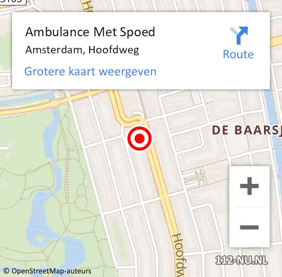 Locatie op kaart van de 112 melding: Ambulance Met Spoed Naar Amsterdam, Hoofdweg op 21 maart 2024 11:51