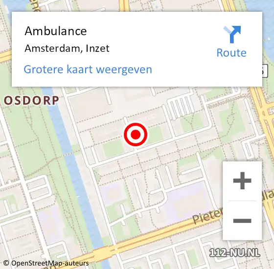 Locatie op kaart van de 112 melding: Ambulance Amsterdam, Inzet op 21 maart 2024 12:19