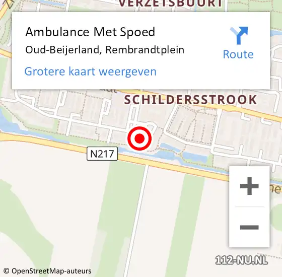 Locatie op kaart van de 112 melding: Ambulance Met Spoed Naar Oud-Beijerland, Rembrandtplein op 21 maart 2024 12:54