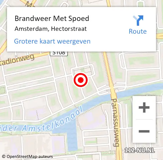 Locatie op kaart van de 112 melding: Brandweer Met Spoed Naar Amsterdam, Hectorstraat op 21 maart 2024 13:18