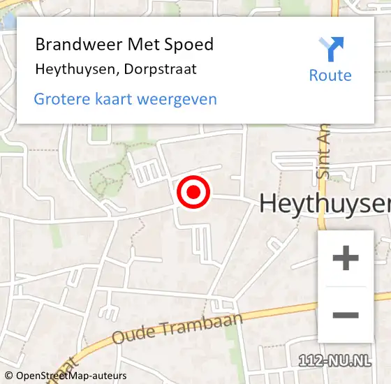 Locatie op kaart van de 112 melding: Brandweer Met Spoed Naar Heythuysen, Dorpstraat op 21 maart 2024 13:34