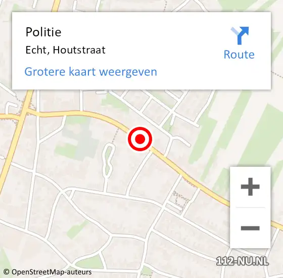 Locatie op kaart van de 112 melding: Politie Echt, Houtstraat op 21 maart 2024 13:38