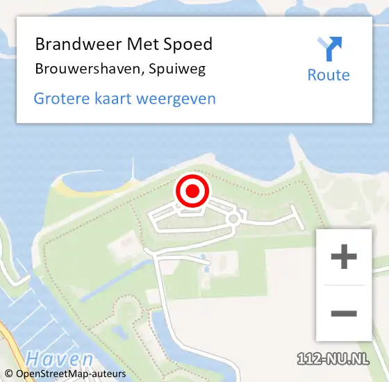 Locatie op kaart van de 112 melding: Brandweer Met Spoed Naar Brouwershaven, Spuiweg op 21 maart 2024 13:49