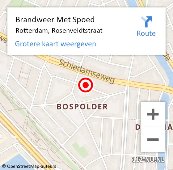 Locatie op kaart van de 112 melding: Brandweer Met Spoed Naar Rotterdam, Rosenveldtstraat op 21 maart 2024 14:14