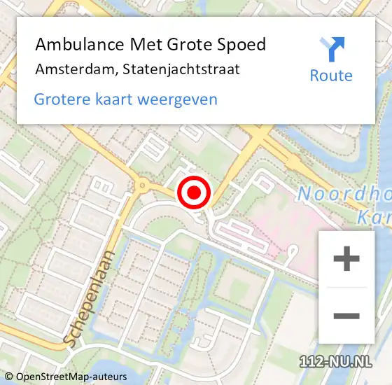 Locatie op kaart van de 112 melding: Ambulance Met Grote Spoed Naar Amsterdam, Statenjachtstraat op 21 maart 2024 14:17