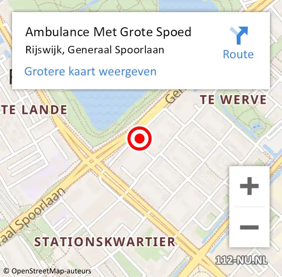 Locatie op kaart van de 112 melding: Ambulance Met Grote Spoed Naar Rijswijk, Generaal Spoorlaan op 21 maart 2024 15:26