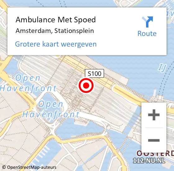 Locatie op kaart van de 112 melding: Ambulance Met Spoed Naar Amsterdam, Stationsplein op 21 maart 2024 15:29