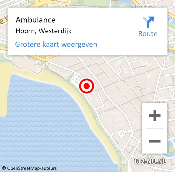 Locatie op kaart van de 112 melding: Ambulance Hoorn, Westerdijk op 21 maart 2024 15:34