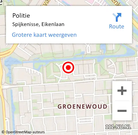 Locatie op kaart van de 112 melding: Politie Spijkenisse, Eikenlaan op 21 maart 2024 15:38