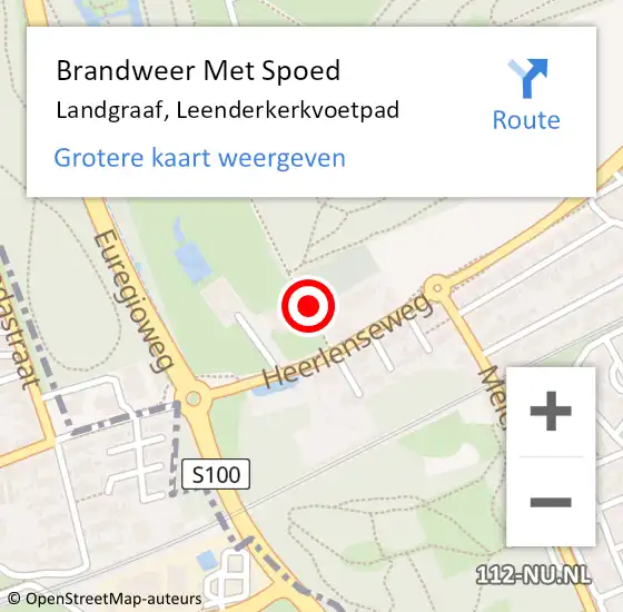 Locatie op kaart van de 112 melding: Brandweer Met Spoed Naar Landgraaf, Leenderkerkvoetpad op 21 maart 2024 16:02