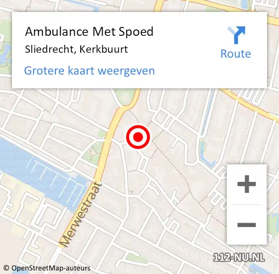 Locatie op kaart van de 112 melding: Ambulance Met Spoed Naar Sliedrecht, Kerkbuurt op 21 maart 2024 16:36