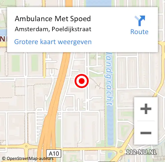 Locatie op kaart van de 112 melding: Ambulance Met Spoed Naar Amsterdam, Poeldijkstraat op 21 maart 2024 16:44
