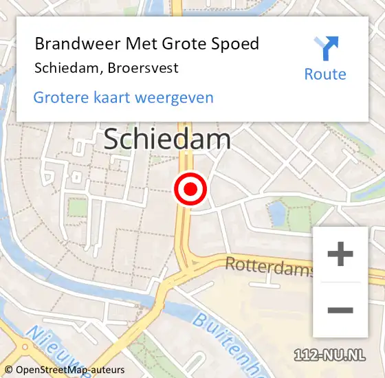 Locatie op kaart van de 112 melding: Brandweer Met Grote Spoed Naar Schiedam, Broersvest op 21 maart 2024 16:48