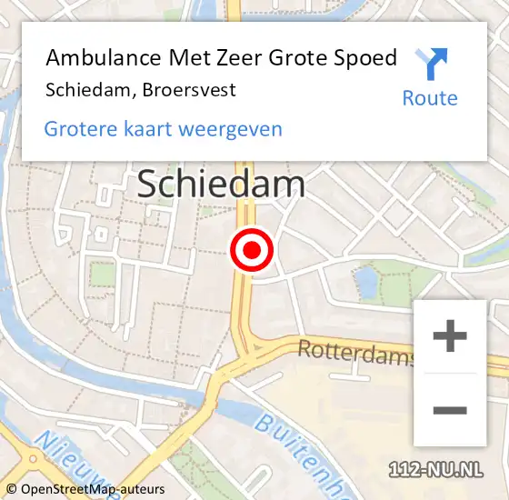 Locatie op kaart van de 112 melding: Ambulance Met Zeer Grote Spoed Naar Schiedam, Broersvest op 21 maart 2024 16:49