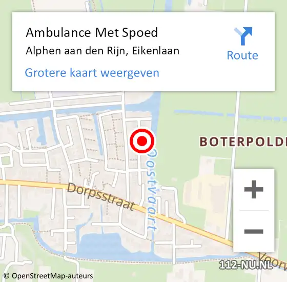 Locatie op kaart van de 112 melding: Ambulance Met Spoed Naar Alphen aan den Rijn, Eikenlaan op 21 maart 2024 16:50