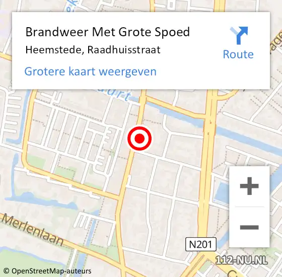 Locatie op kaart van de 112 melding: Brandweer Met Grote Spoed Naar Heemstede, Raadhuisstraat op 21 maart 2024 17:07