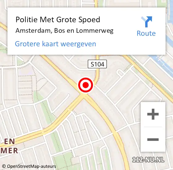 Locatie op kaart van de 112 melding: Politie Met Grote Spoed Naar Amsterdam, Bos en Lommerweg op 21 maart 2024 17:31