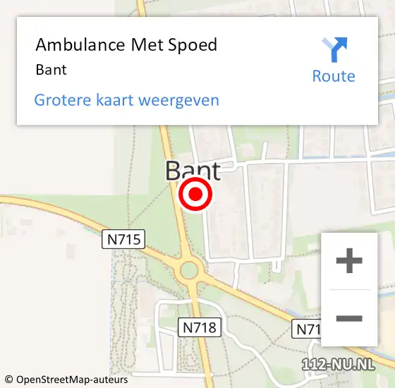 Locatie op kaart van de 112 melding: Ambulance Met Spoed Naar Bant op 21 maart 2024 18:01