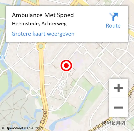 Locatie op kaart van de 112 melding: Ambulance Met Spoed Naar Heemstede, Achterweg op 21 maart 2024 18:17