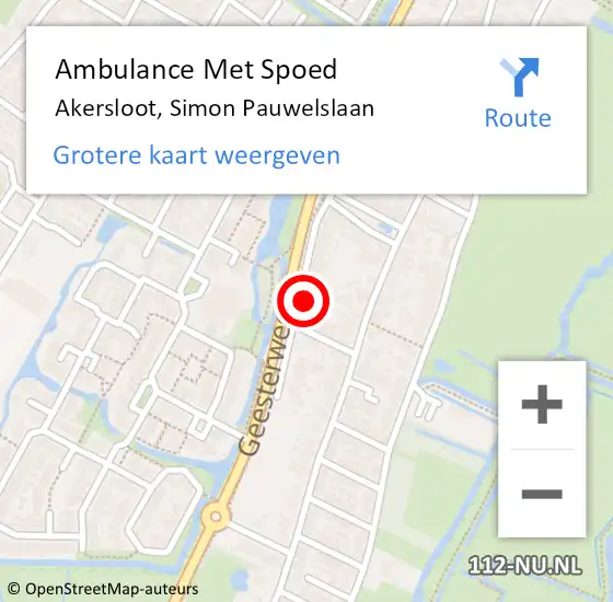 Locatie op kaart van de 112 melding: Ambulance Met Spoed Naar Akersloot, Simon Pauwelslaan op 21 maart 2024 18:39