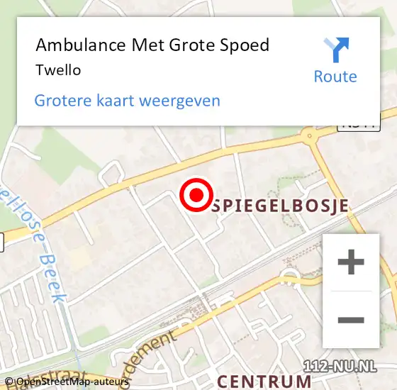 Locatie op kaart van de 112 melding: Ambulance Met Grote Spoed Naar Twello op 21 maart 2024 19:01
