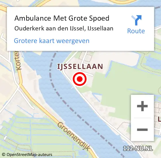 Locatie op kaart van de 112 melding: Ambulance Met Grote Spoed Naar Ouderkerk aan den IJssel, IJssellaan op 21 maart 2024 19:03