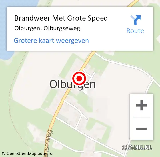 Locatie op kaart van de 112 melding: Brandweer Met Grote Spoed Naar Olburgen, Olburgseweg op 21 maart 2024 19:06