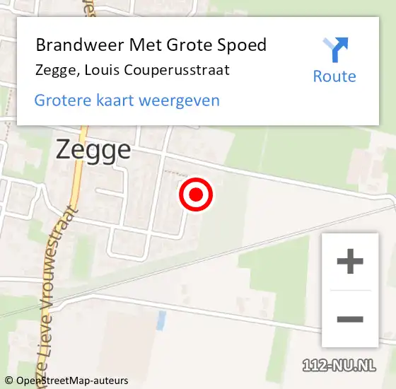Locatie op kaart van de 112 melding: Brandweer Met Grote Spoed Naar Zegge, Louis Couperusstraat op 21 maart 2024 19:23