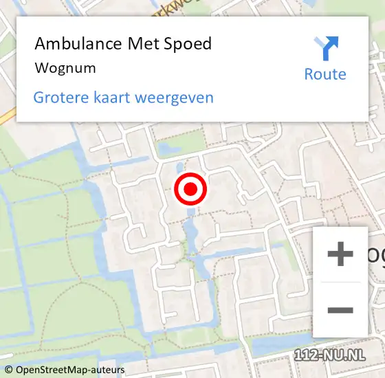 Locatie op kaart van de 112 melding: Ambulance Met Spoed Naar Wognum op 21 maart 2024 19:37