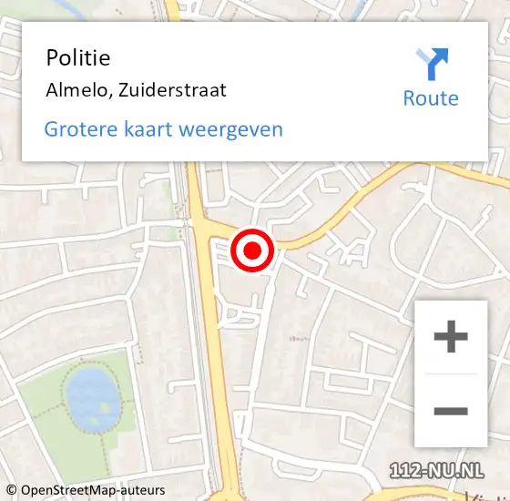 Locatie op kaart van de 112 melding: Politie Almelo, Zuiderstraat op 21 maart 2024 19:39